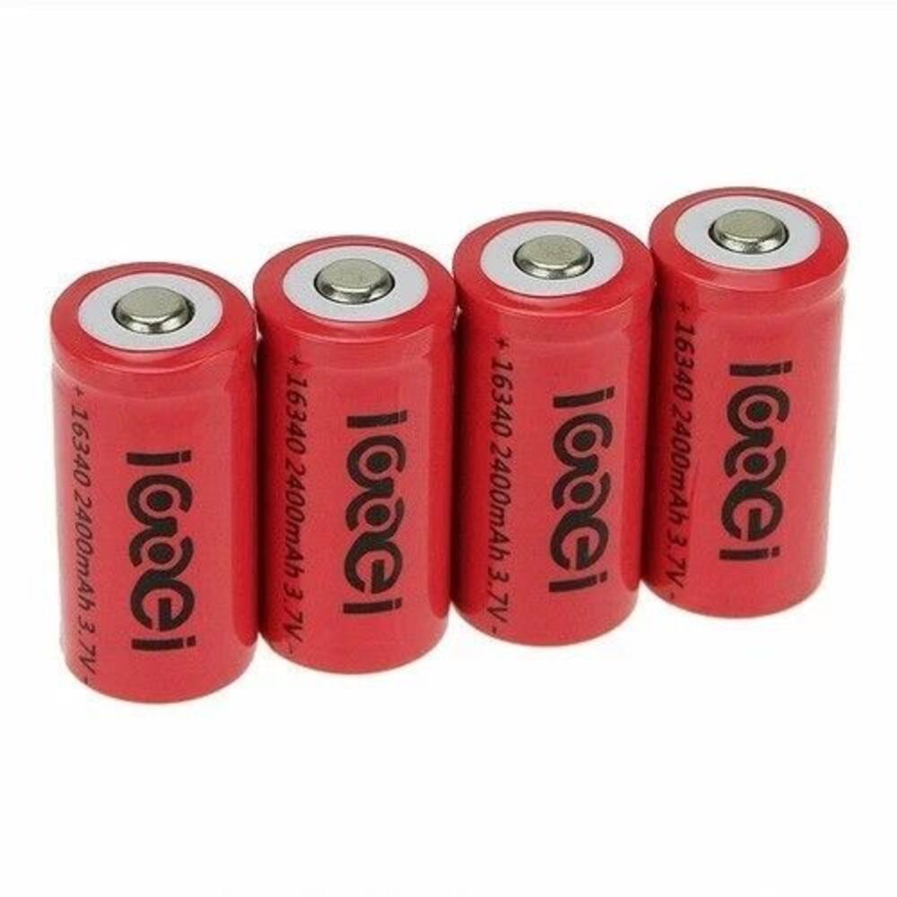 Rechargeable 4 X 2400mAh Li-ion CR123A 16340 Batteries 3.7v  Lithium Li-ion IOOQ
